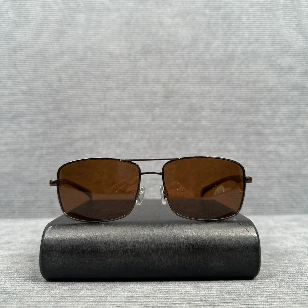 Foster Grant Rectangular Aviator Sunglasses Brown Metal Frame AL2172PL Y2k